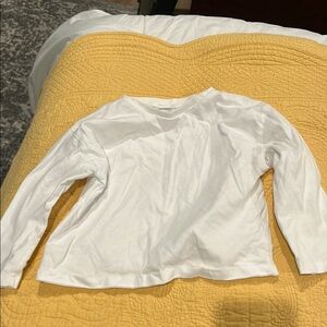 Zara White Long Sleeve Tee Relaxed Fit
